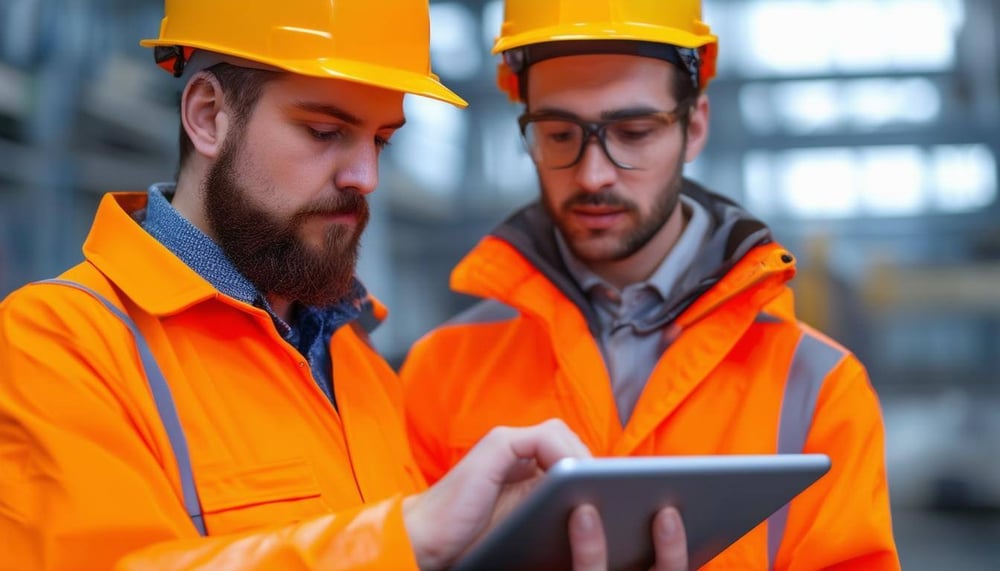 Engineers looking at STRUMIS with an orange safety jacket Engineers looking at STRUMIS with an orange safety jacket