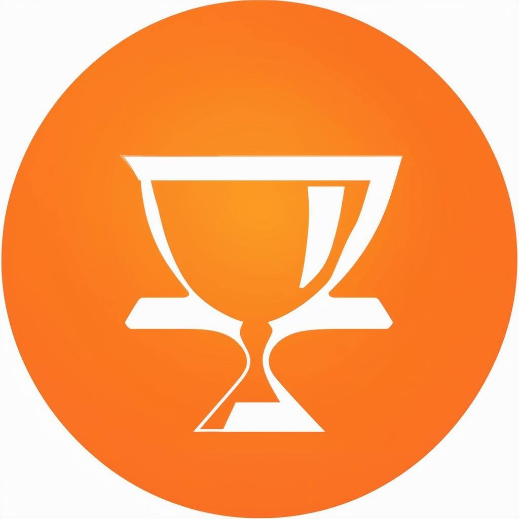 Round icon to represent excellence with orange background