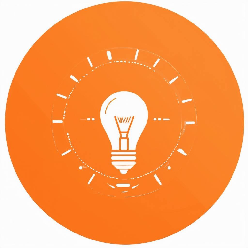 round icon to represent INNOVATION in the business with orange background